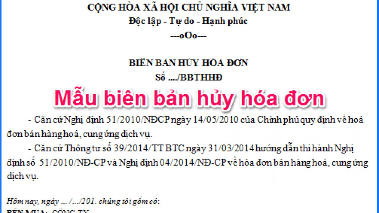 Doanh nghiệp được phép hủy hóa đơn điện tử theo quy định của pháp luật