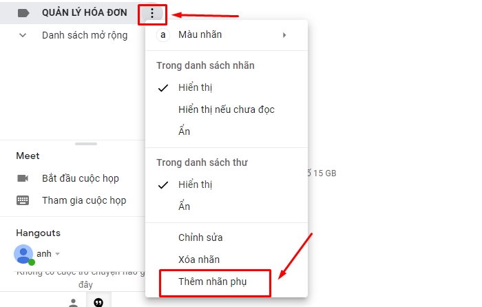 quản lý hóa đơn bằng gmail