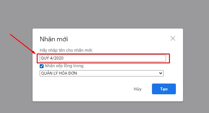 quản lý hóa đơn bằng gmail