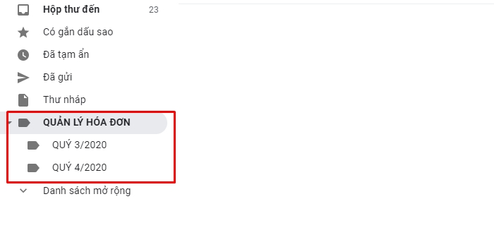 quản lý hóa đơn bằng gmail