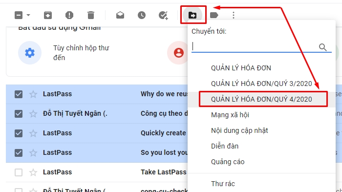 quản lý hóa đơn bằng gmail