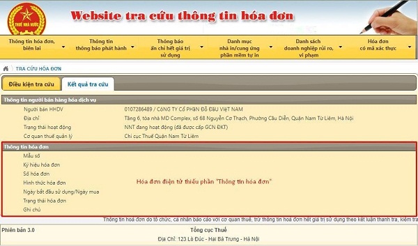 Website tra cứu hóa đơn điện tử