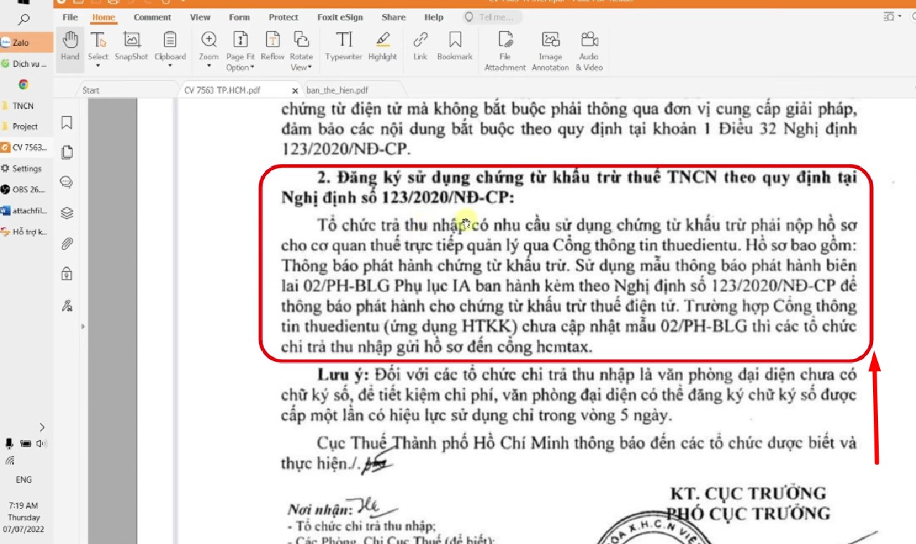 Hồ sơ đăng ký thủ tục chứng từ khấu trừ thuế tncn điện tử