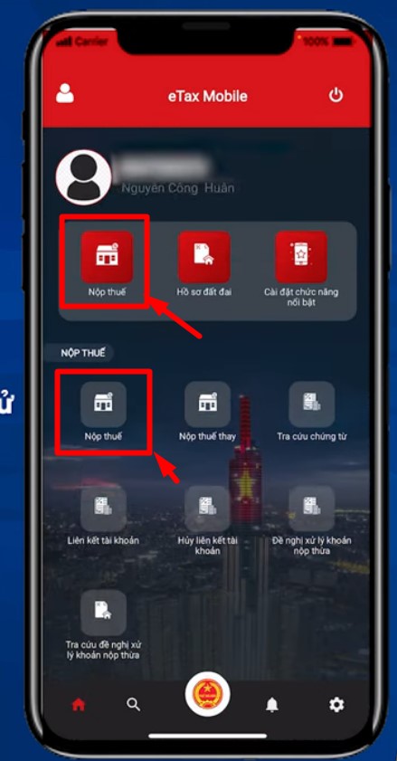 Nộp thuế qua app Etax Mobile